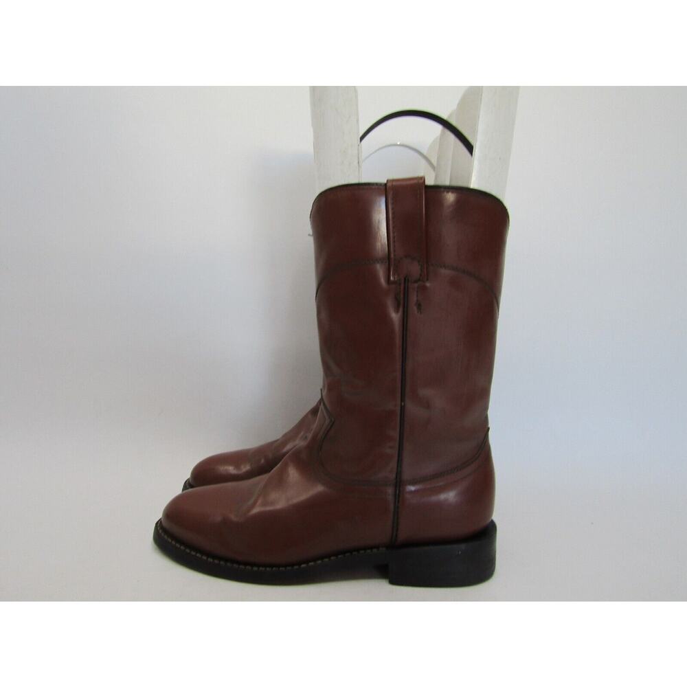 Cowtown Youth Size 5.5 D Brown Leather Roper Cowboy Western Boots